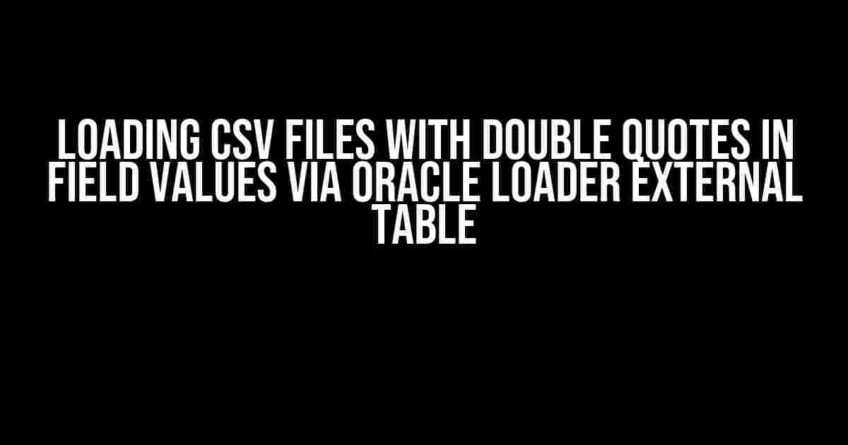 Loading CSV files with double quotes in field values via Oracle Loader External table